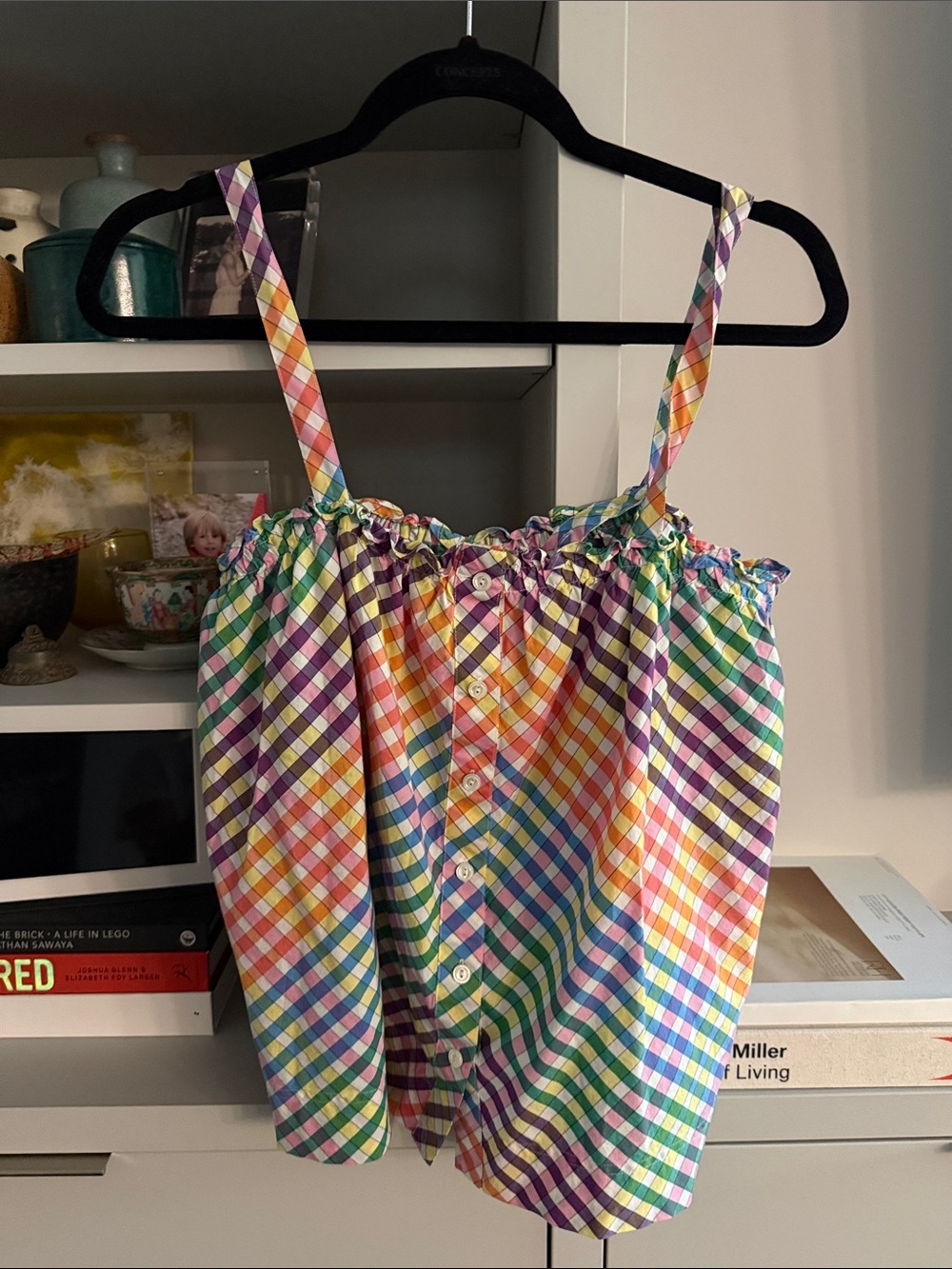 J Crew Rainbow Gingham top